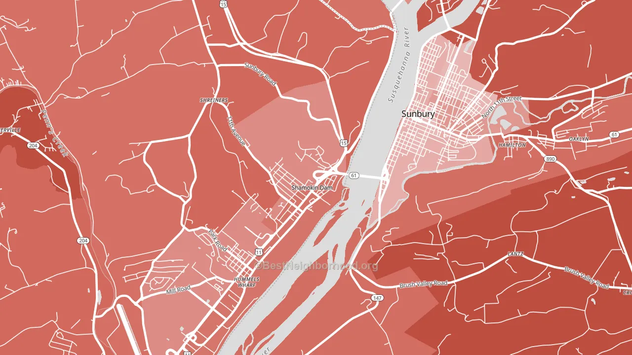 Shamokin Dam, PA block-group political-lean map