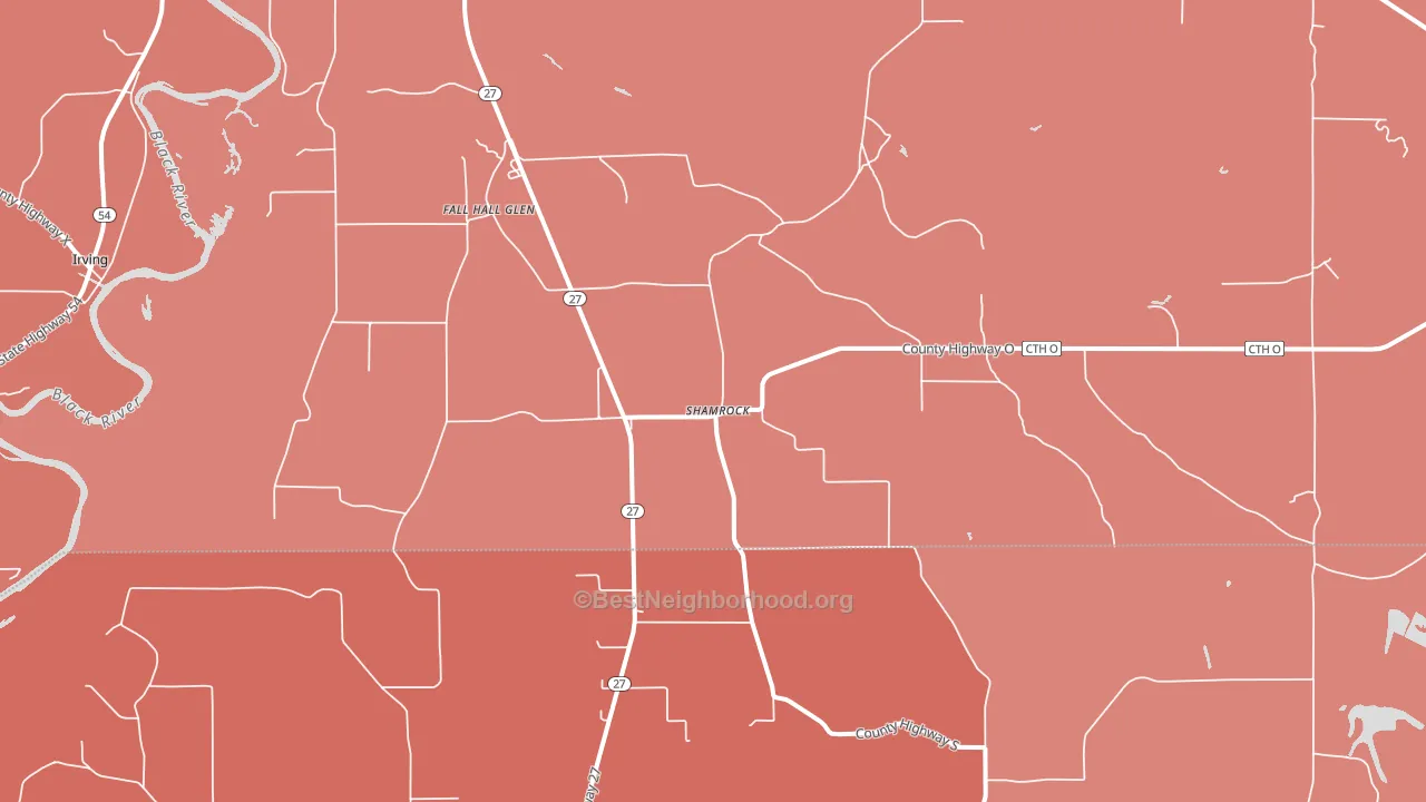 Shamrock, WI block-group political-lean map