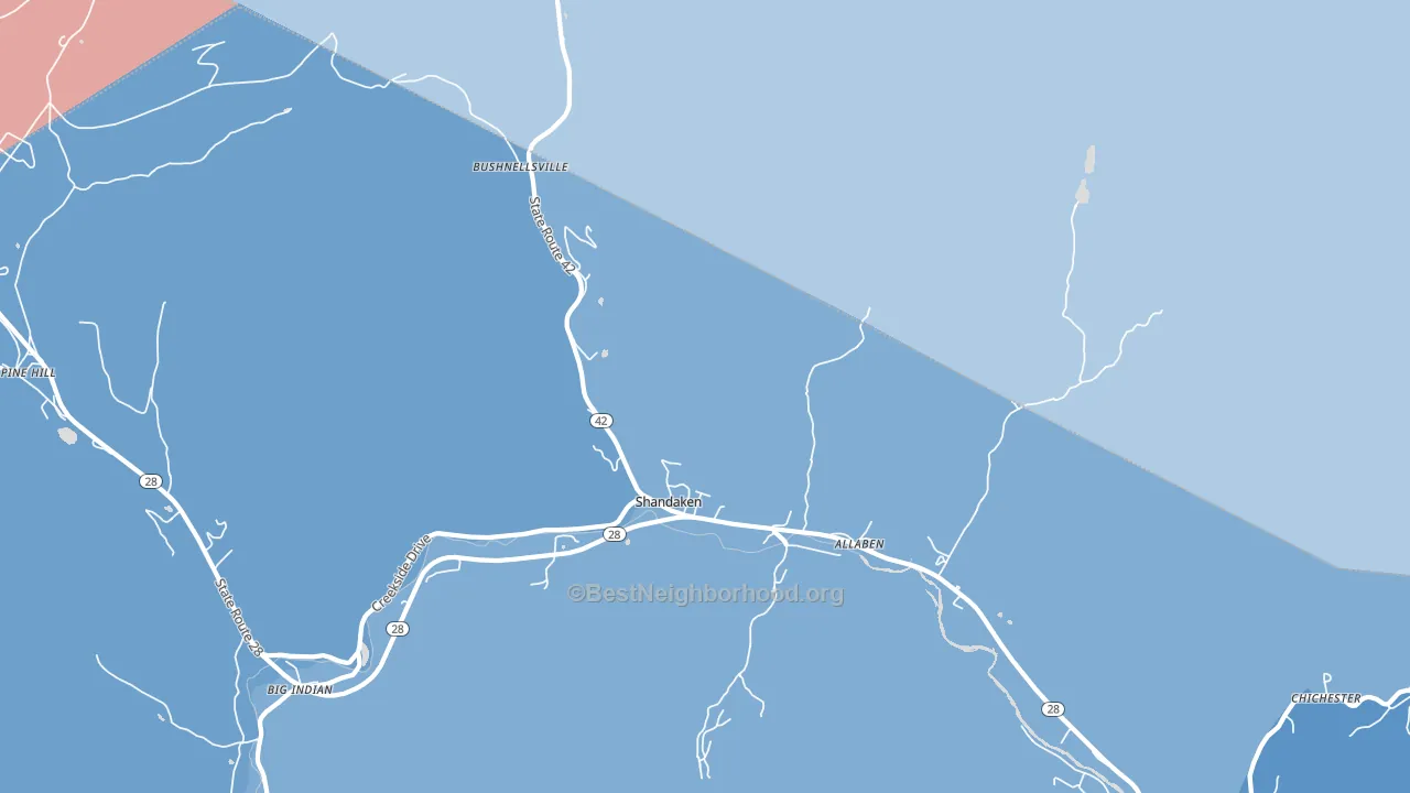 Shandaken, NY block-group political-lean map
