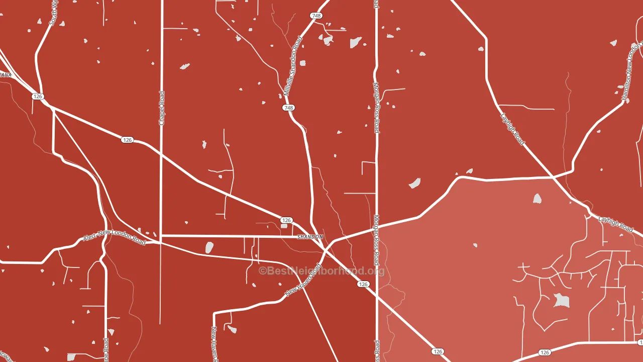 Shandon, OH block-group political-lean map