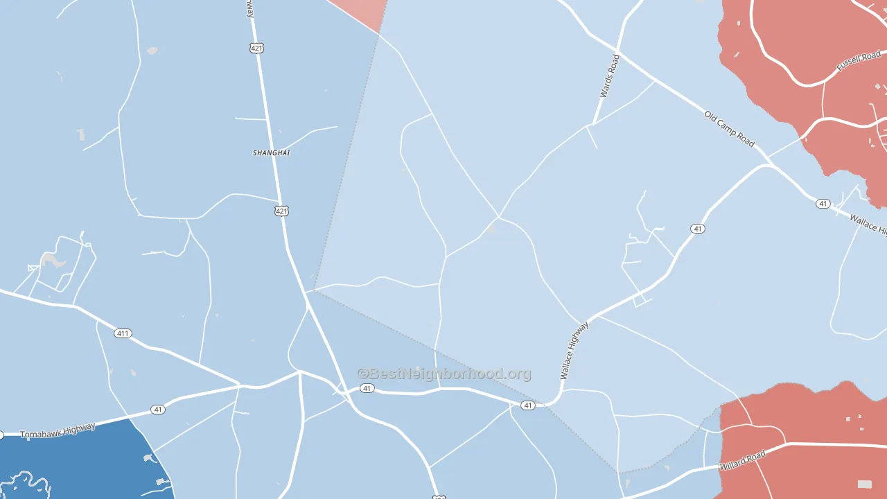 Shanghai, NC block-group political-lean map