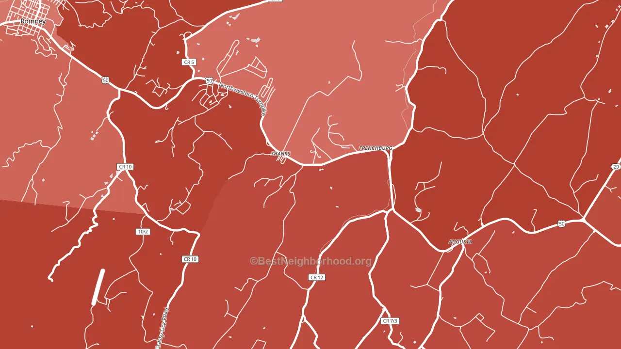 Shanks, WV block-group political-lean map