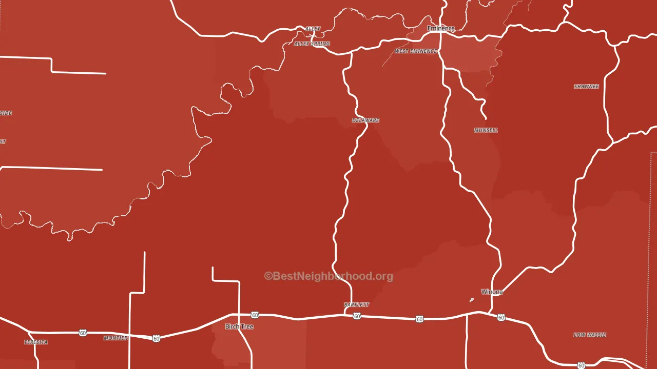 Shannon County, MO block-group political-lean map