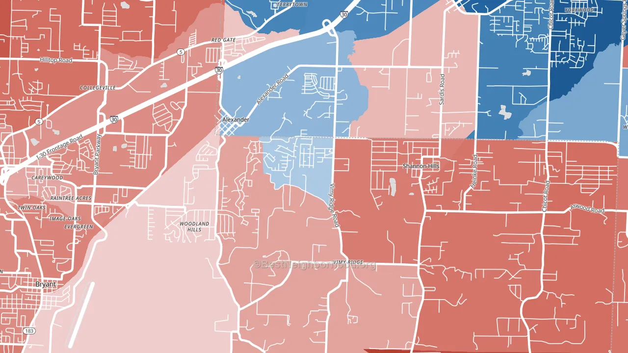 Shannon Hills, AR block-group political-lean map