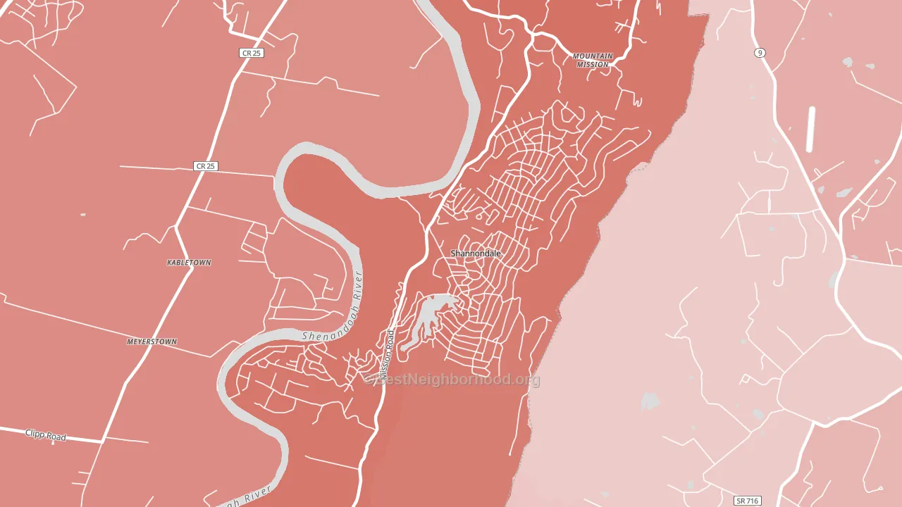 Shannondale, WV block-group political-lean map