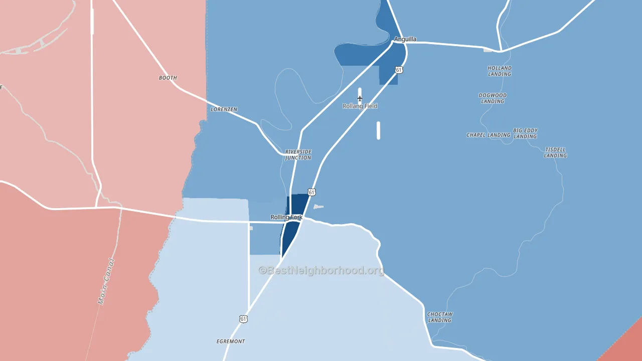 Sharkey County, MS block-group political-lean map