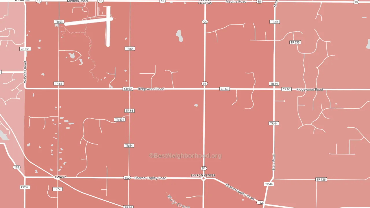 Sharon Center, OH block-group political-lean map