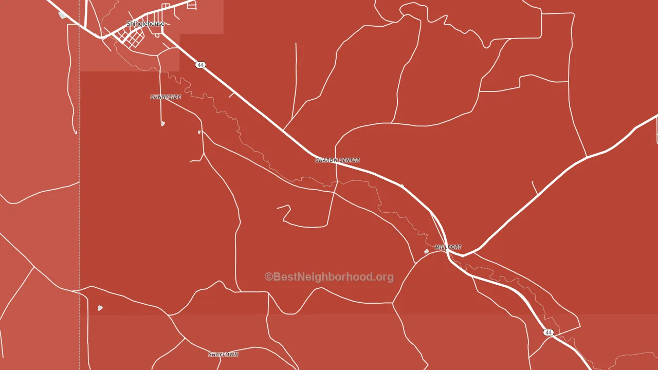 Sharon Center, PA block-group political-lean map