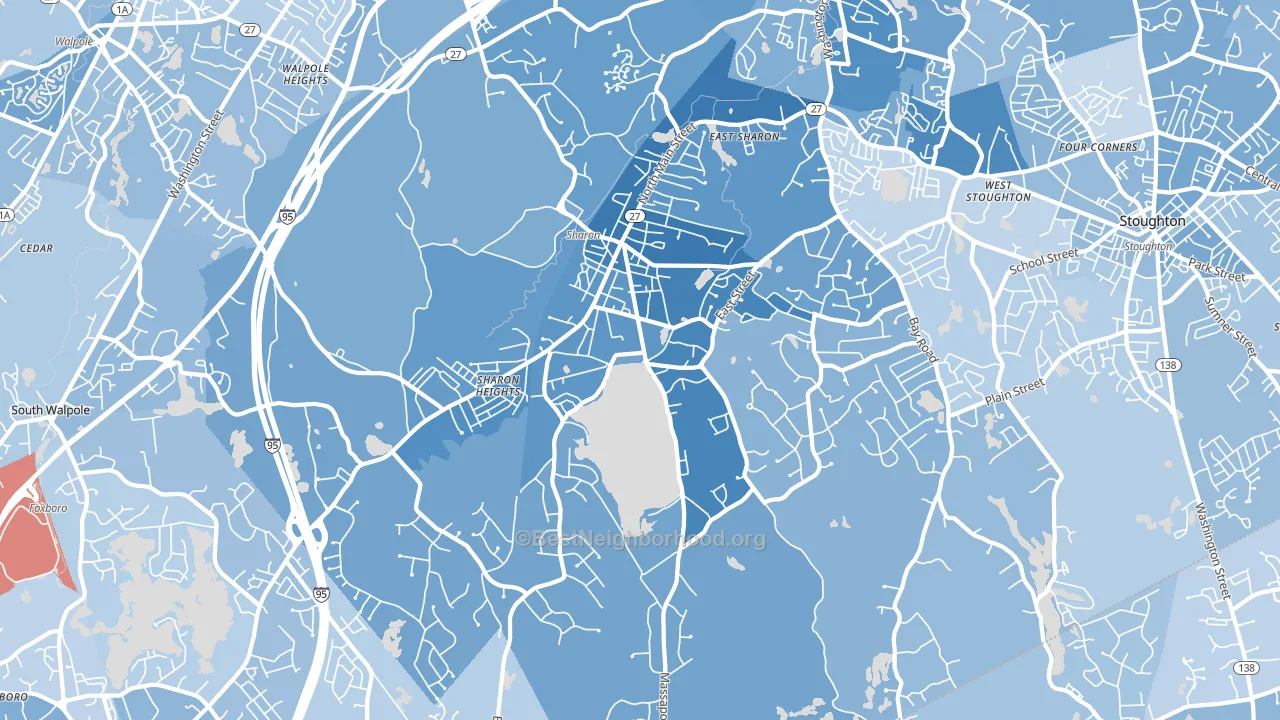 Sharon, MA block-group political-lean map