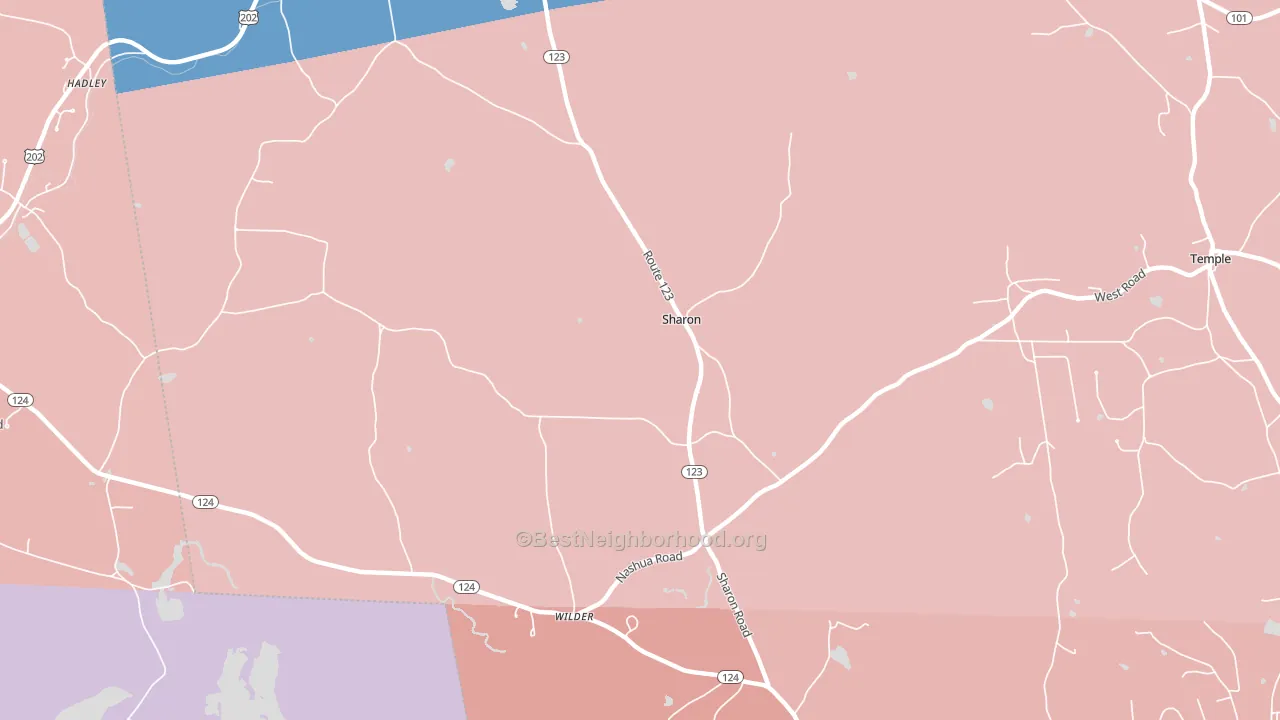 Sharon, NH block-group political-lean map