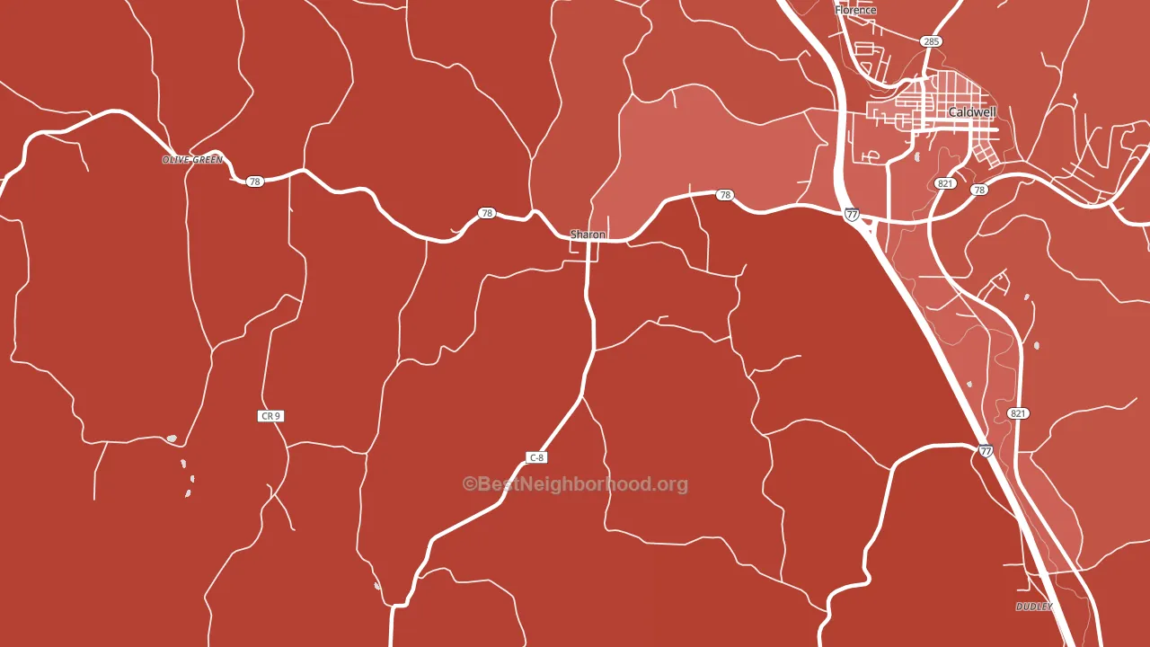 Sharon, OH block-group political-lean map