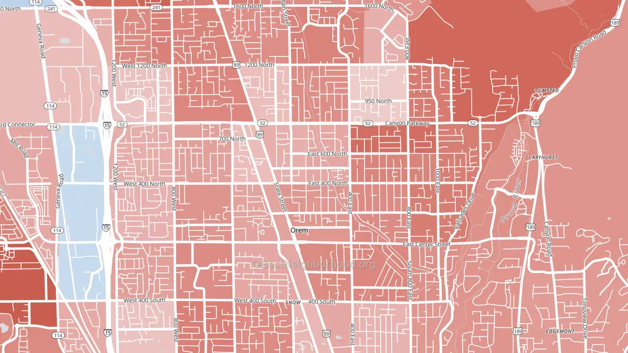 Sharon, Orem, UT block-group political-lean map