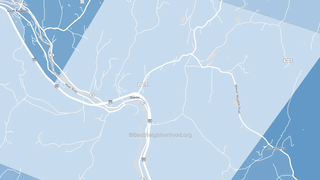 Sharon, VT block-group political-lean map