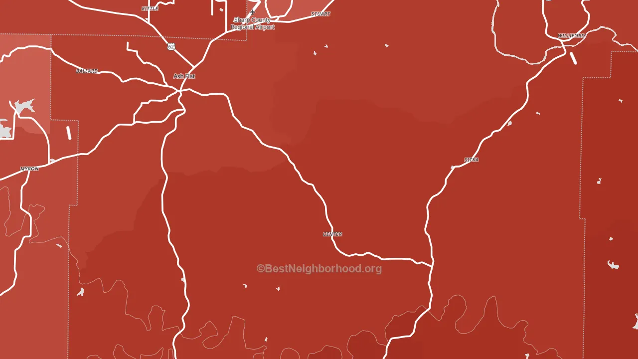 Sharp County, AR block-group political-lean map