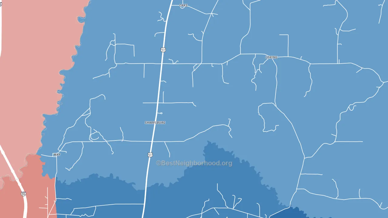 Sharpsburg, MS block-group political-lean map