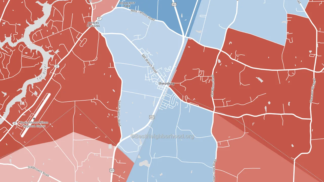 Sharpsburg, NC block-group political-lean map