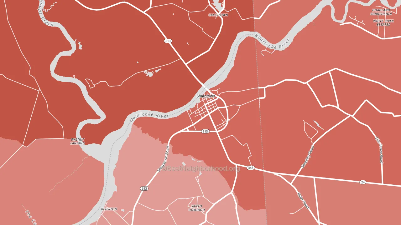 Sharptown, MD block-group political-lean map