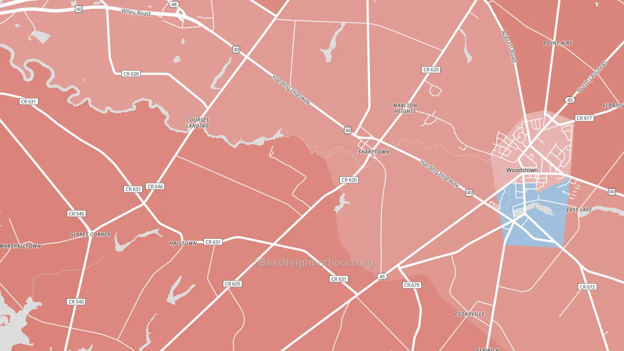 Sharptown, NJ block-group political-lean map