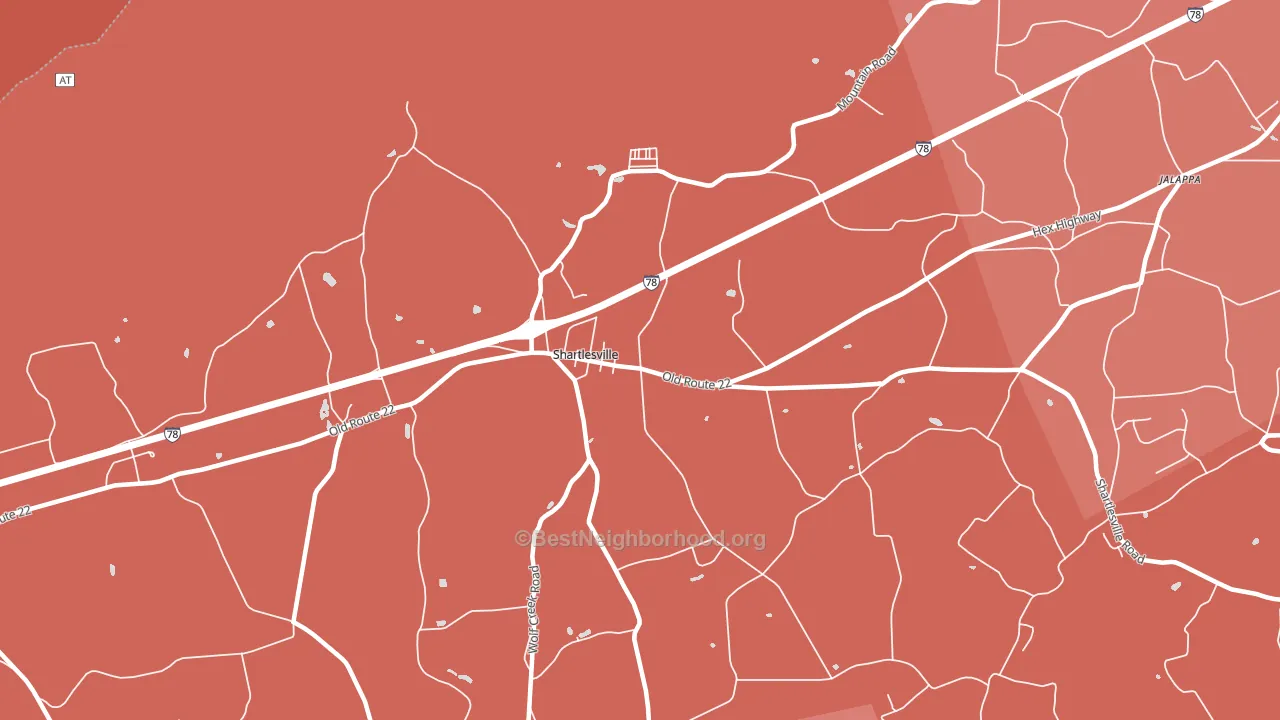 Shartlesville, PA block-group political-lean map