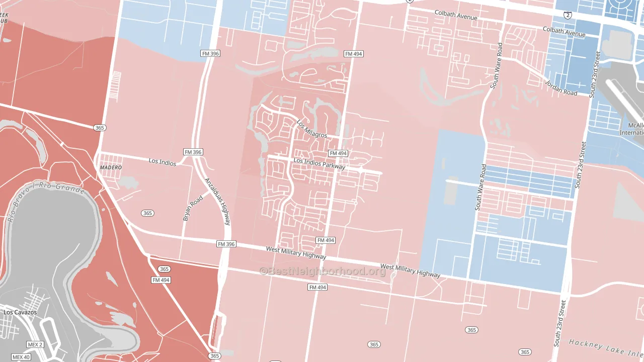 Sharyland Plantation, Mission, TX block-group political-lean map