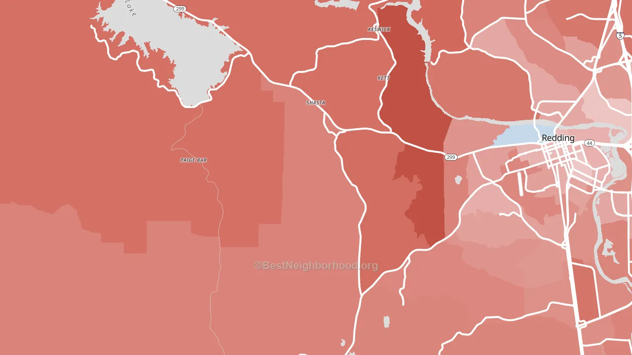 Shasta, CA block-group political-lean map