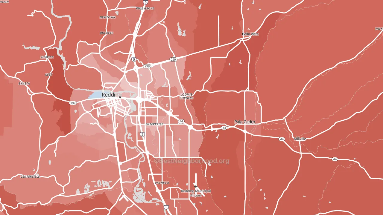 Shasta County, CA block-group political-lean map