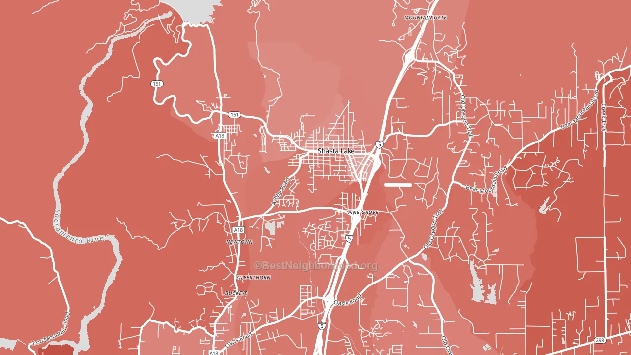Shasta Lake, CA block-group political-lean map
