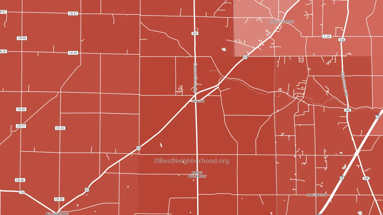 Shauck, OH block-group political-lean map