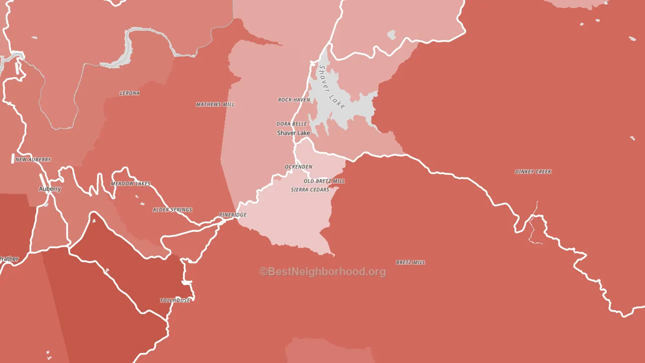 Shaver Lake, CA block-group political-lean map