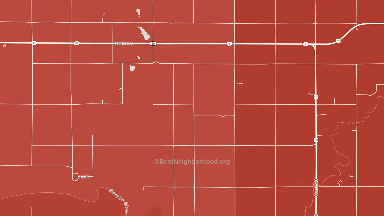 Shaw, KS block-group political-lean map