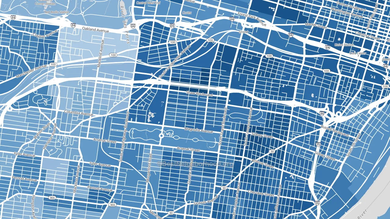 Shaw, St. Louis, MO block-group political-lean map