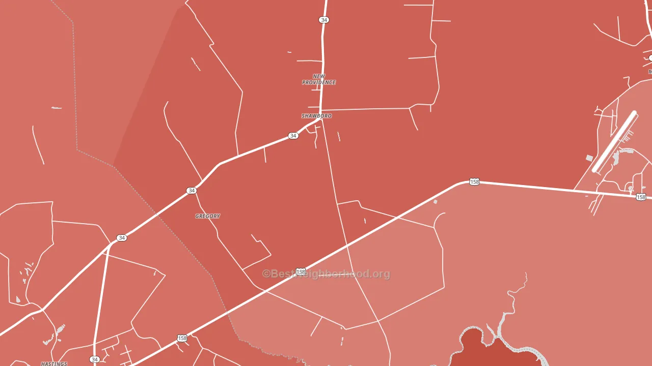 Shawboro, NC block-group political-lean map