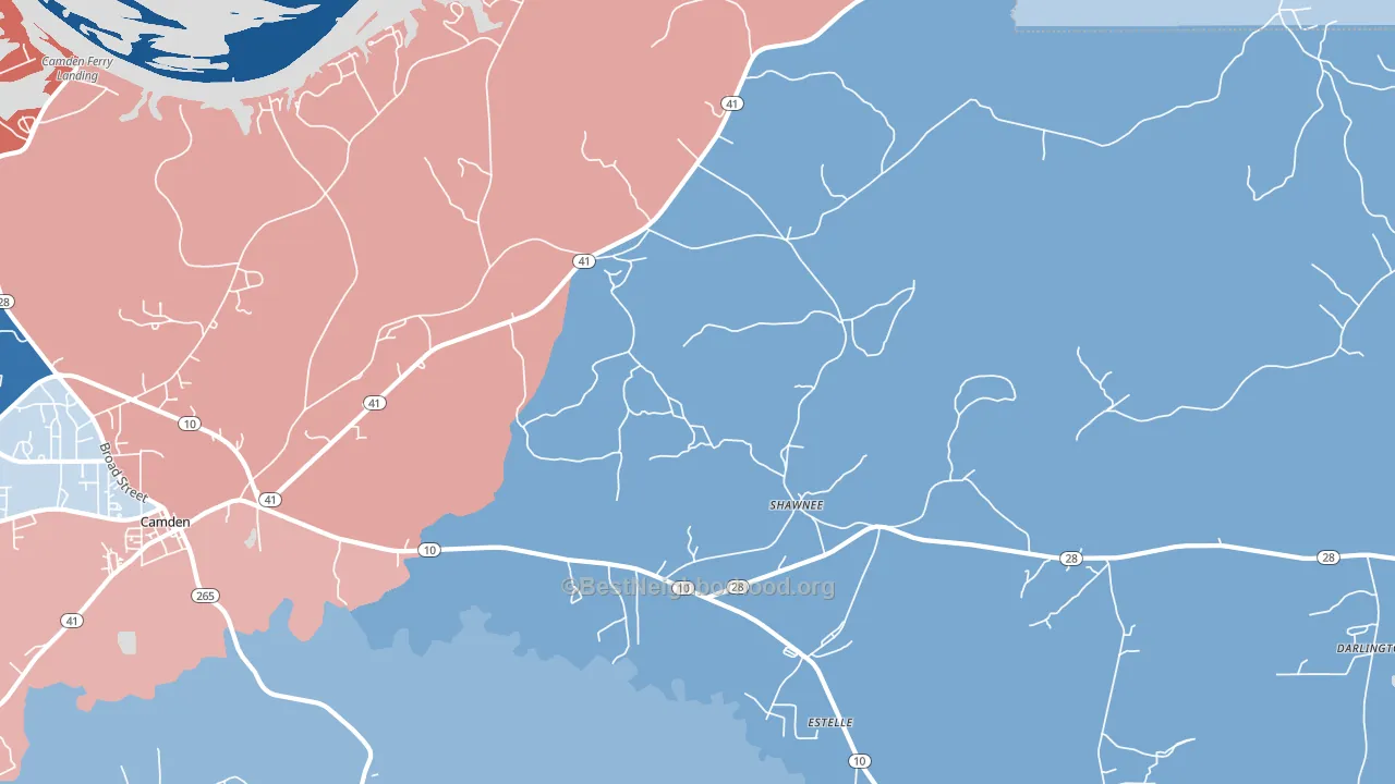 Shawnee, AL block-group political-lean map