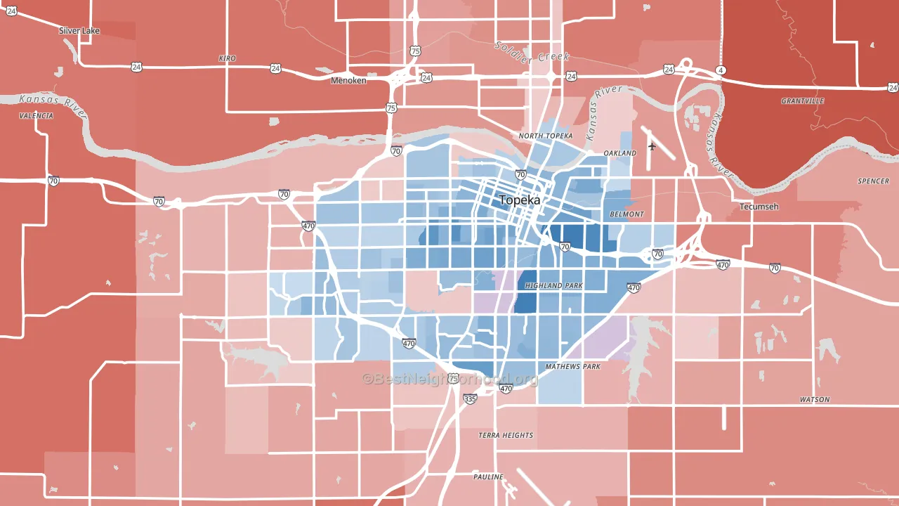 Shawnee County, KS block-group political-lean map