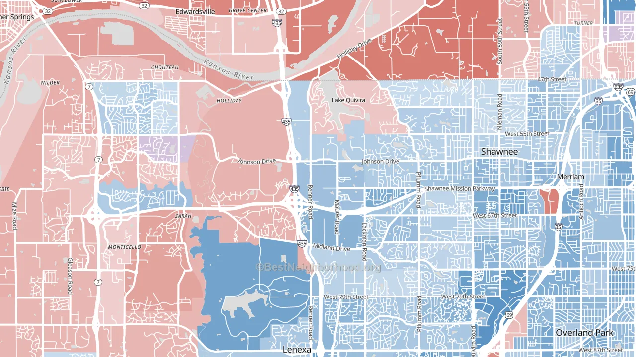 Shawnee, KS block-group political-lean map