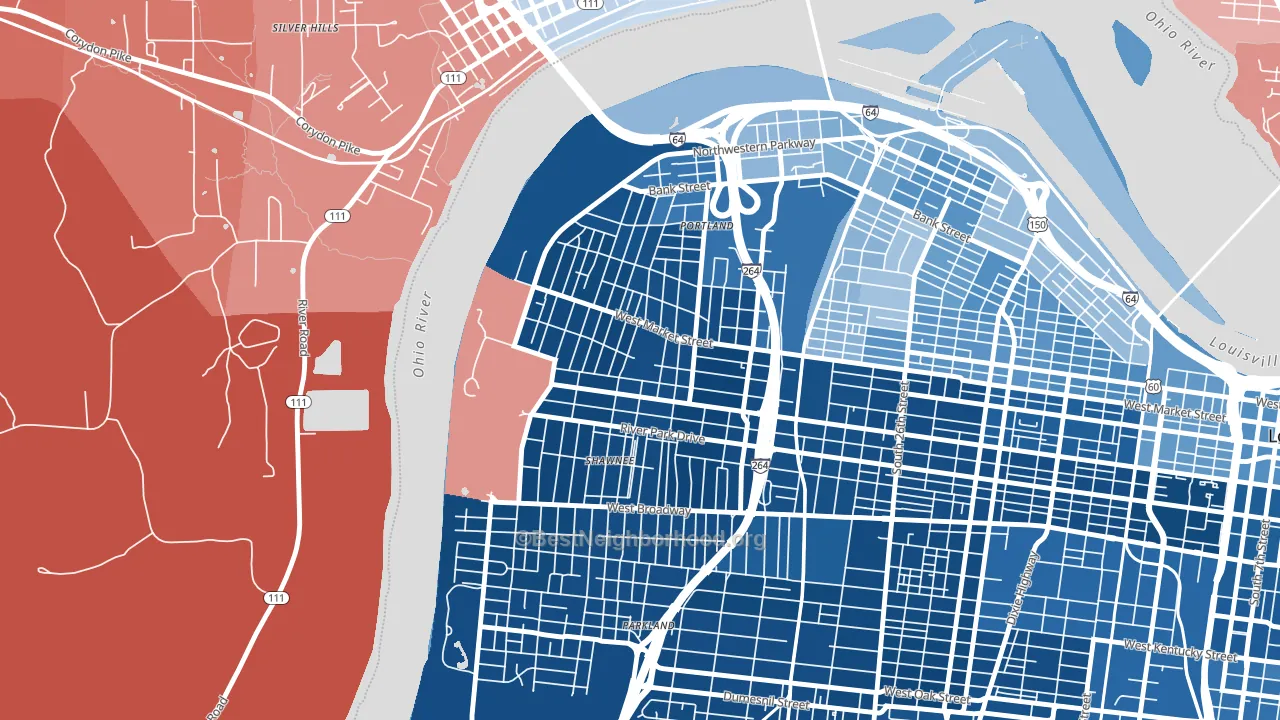 Shawnee, Louisville, KY block-group political-lean map