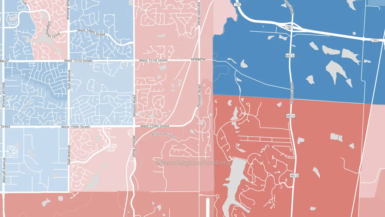 Shawnee Mission, KS block-group political-lean map