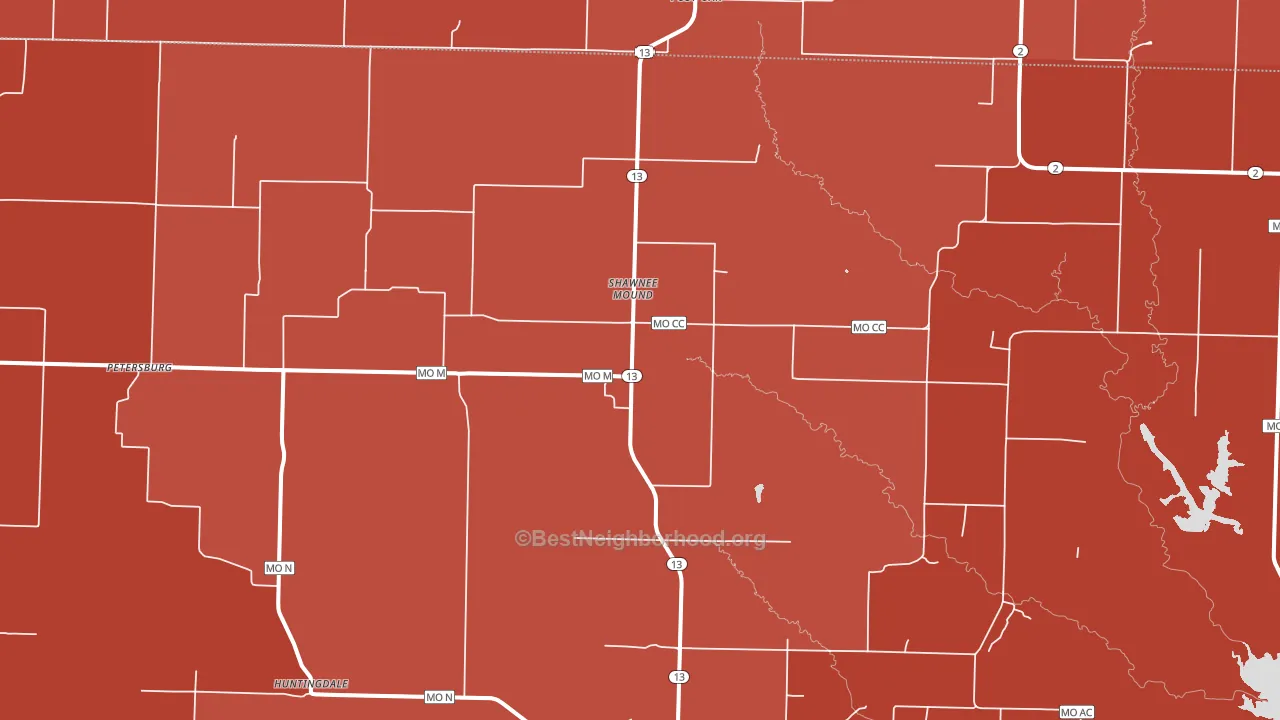 Shawnee Mound, MO block-group political-lean map