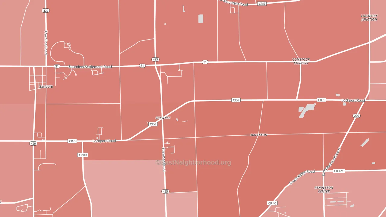 Shawnee, NY block-group political-lean map