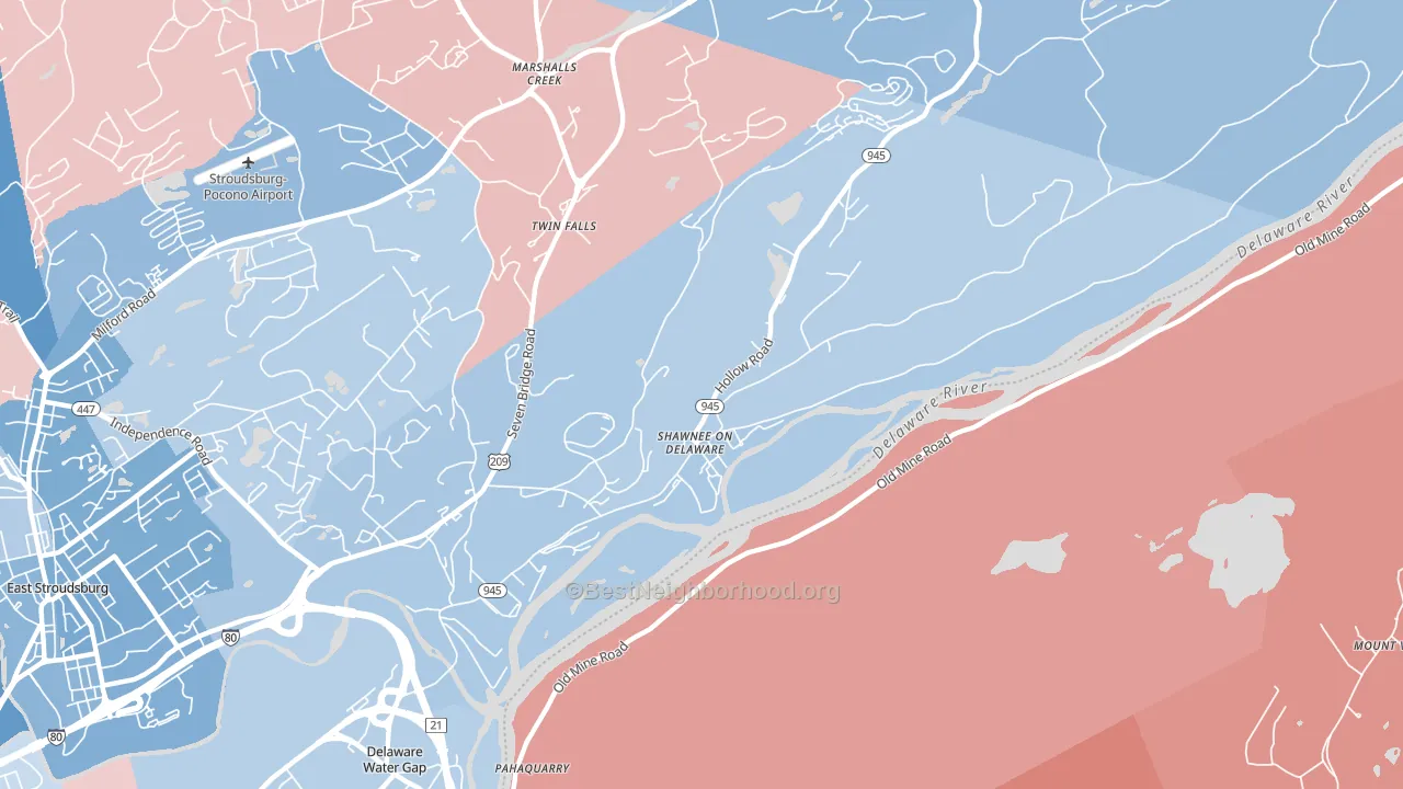 Shawnee On Delaware, PA block-group political-lean map