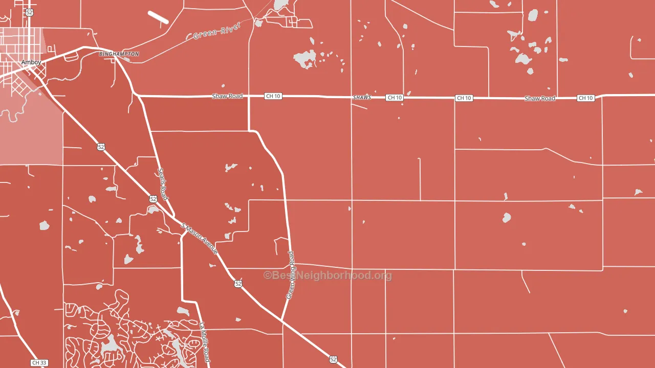 Shaws, IL block-group political-lean map