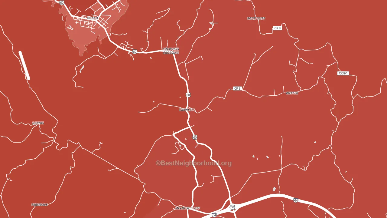Shawvers Crossing, WV block-group political-lean map