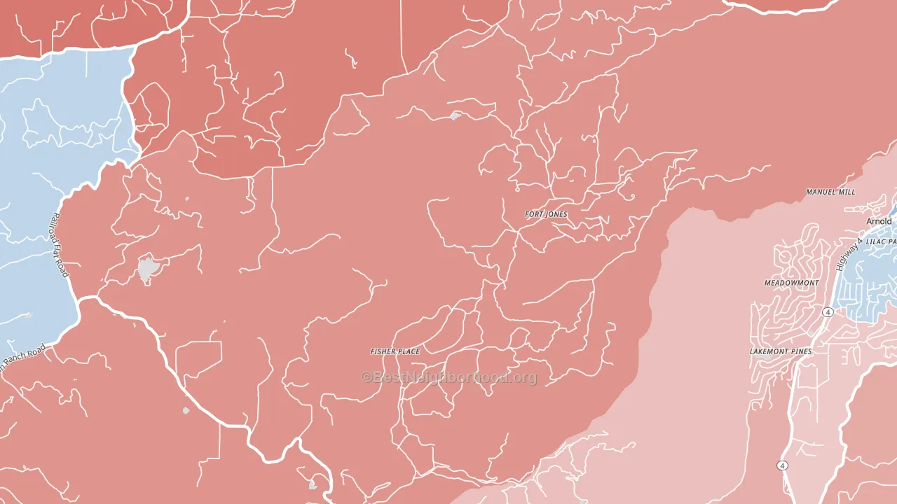 Sheep Ranch, CA block-group political-lean map