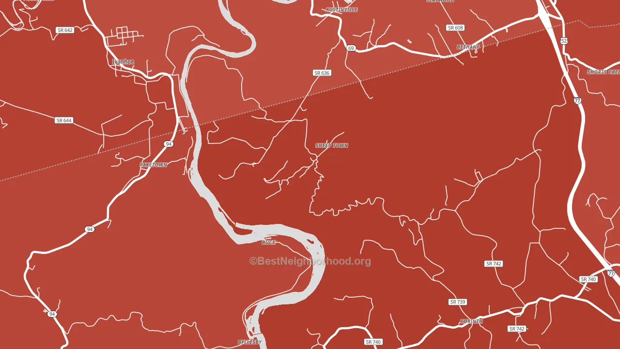 Sheep Town, VA block-group political-lean map