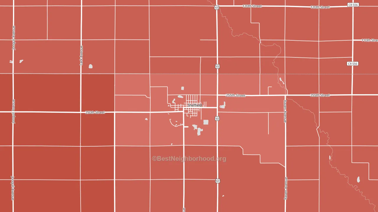Sheffield, IA block-group political-lean map