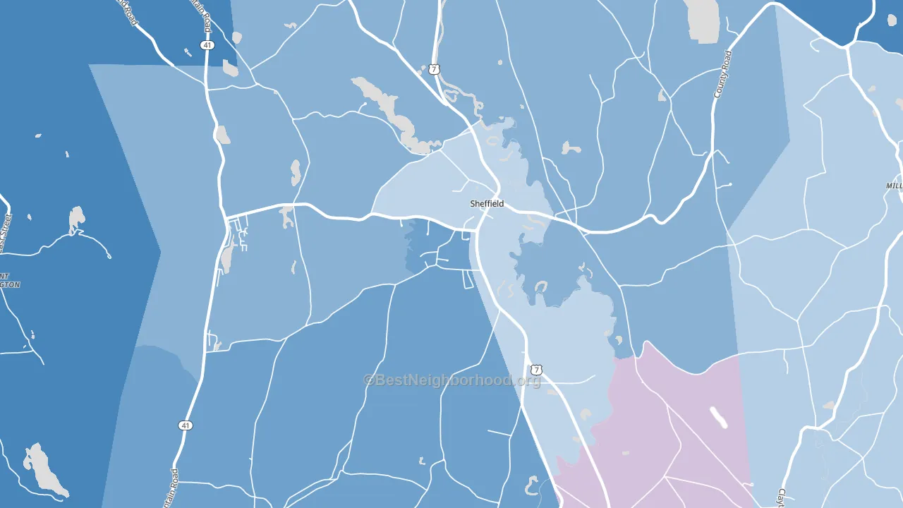 Sheffield, MA block-group political-lean map