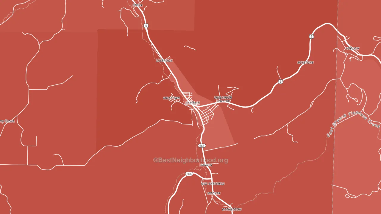 Sheffield, PA block-group political-lean map
