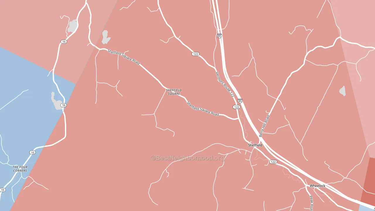 Sheffield Square, VT block-group political-lean map
