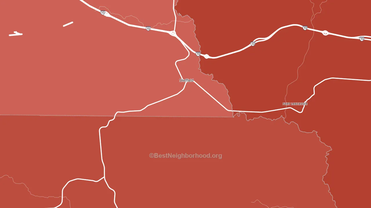 Sheffield, TX block-group political-lean map