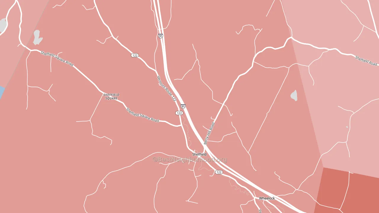 Sheffield, VT block-group political-lean map